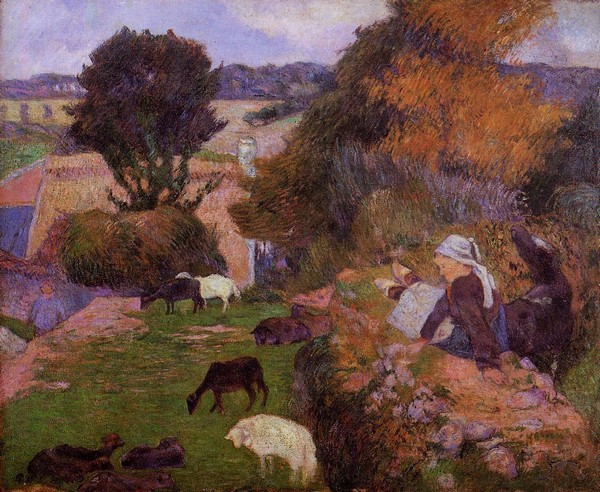 Breton Shepherdess - Paul Gauguin Painting